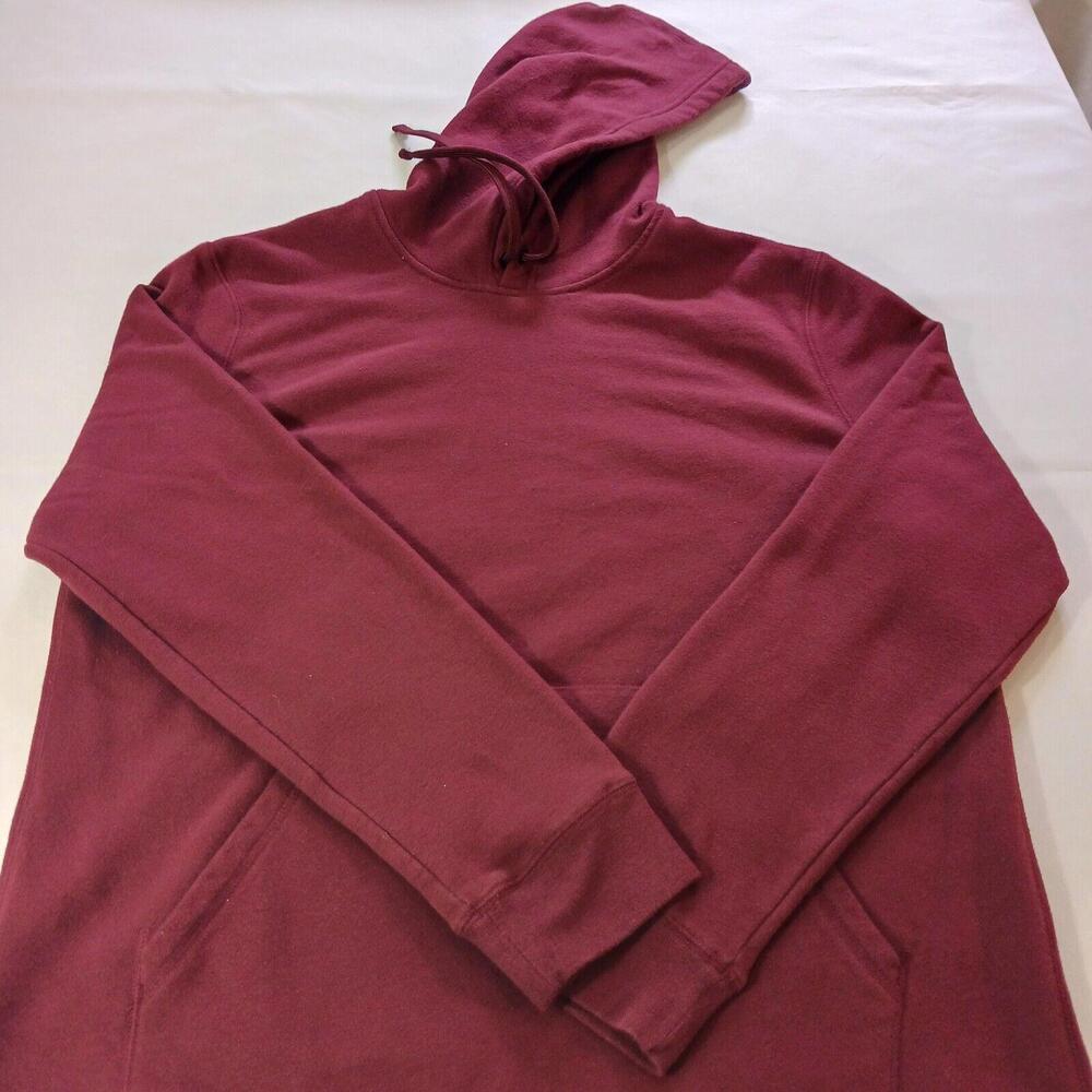 Tek Gear Men’s Red Cotton Blend Fleece Drawstring Pullover Hoodie Sweatshirt L